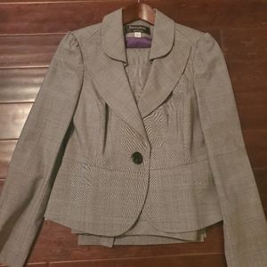 Grey plaid pant suit